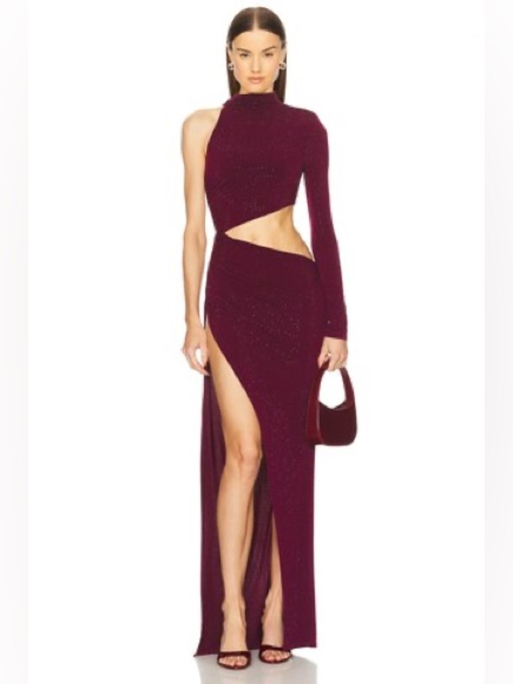 Michael Costello
Toscana Rhinestone Maxi Dress in Bordeaux